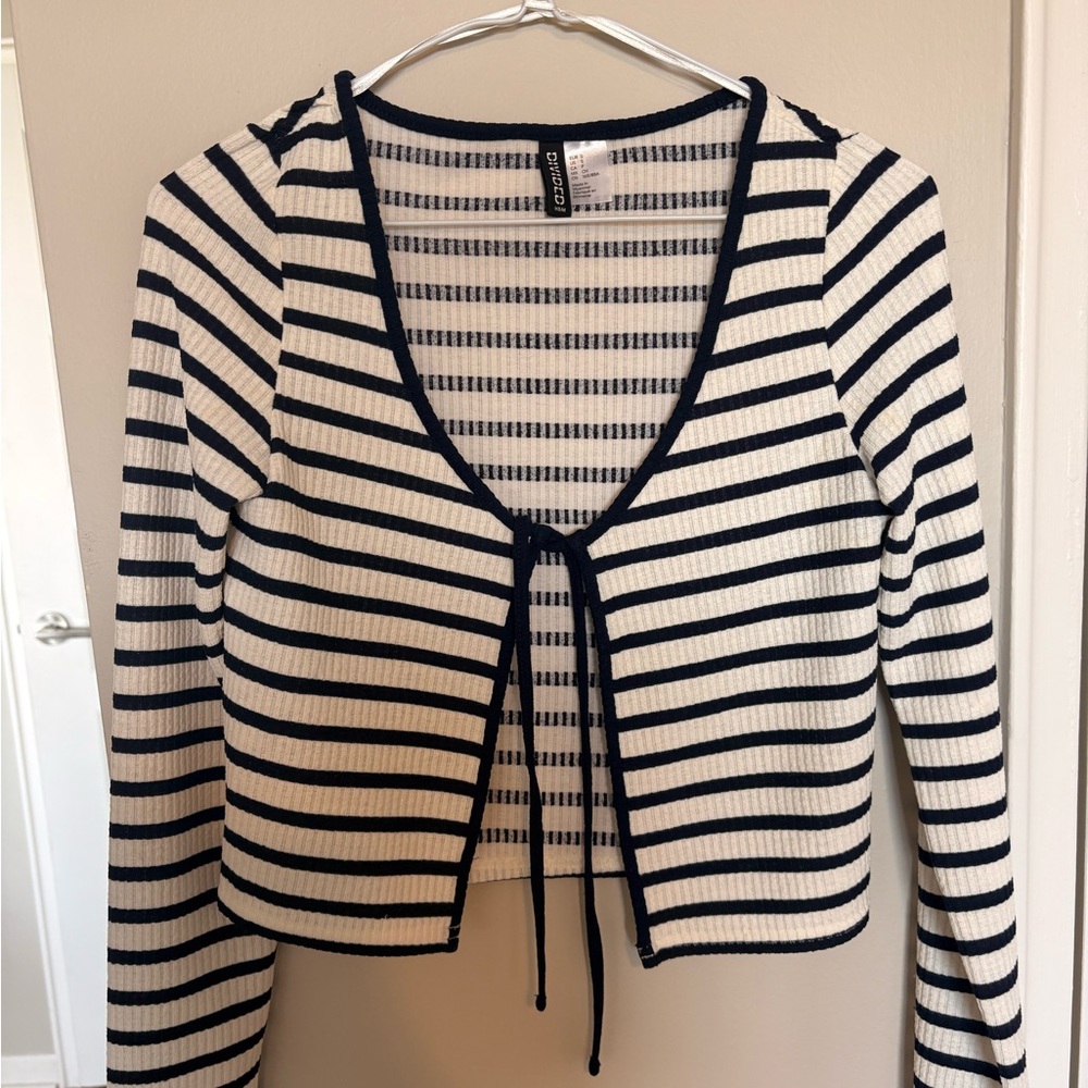 H&M Navy and White Striped Top